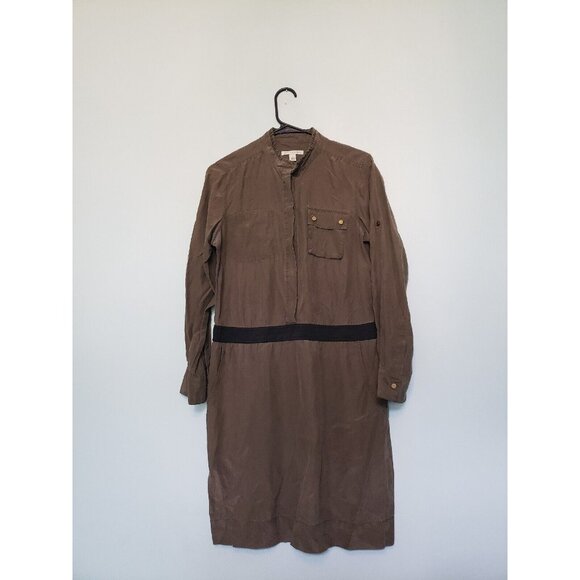 Banana Republic Dresses & Skirts - Banana Republic Women's 6 Mini Dress Army Green Silk Blend Long Roll Tab Sleeve